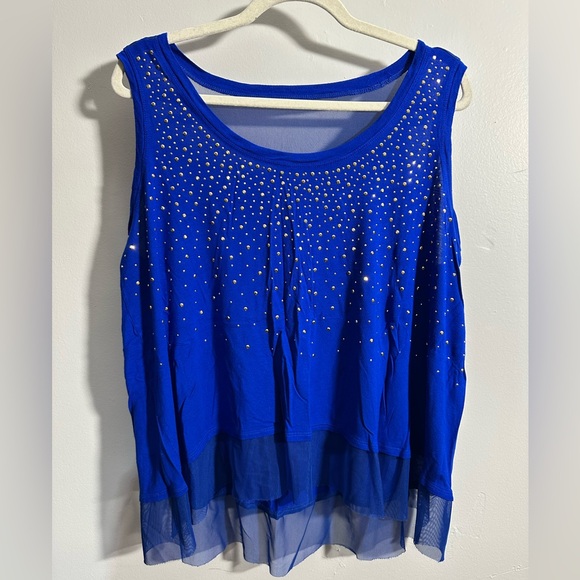 Jennifer Lopez Tops - Jennifer Lopez Women’s 1X Royal Blue Embellished Tank Top Lightweight | SKU 0705
